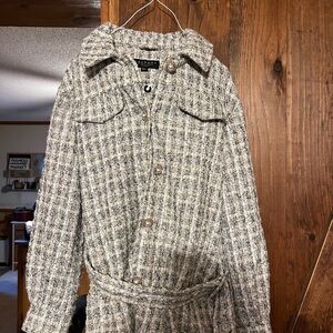 Laundry By Shelli Segal Gray and Black Check Pattern Jacket